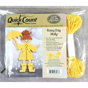 Quick Count Plastic Canvas Kit #3057468 Rainy Day Molly Raincoat Boots Umbrella